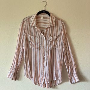 bp Tan and White Striped Blouse
